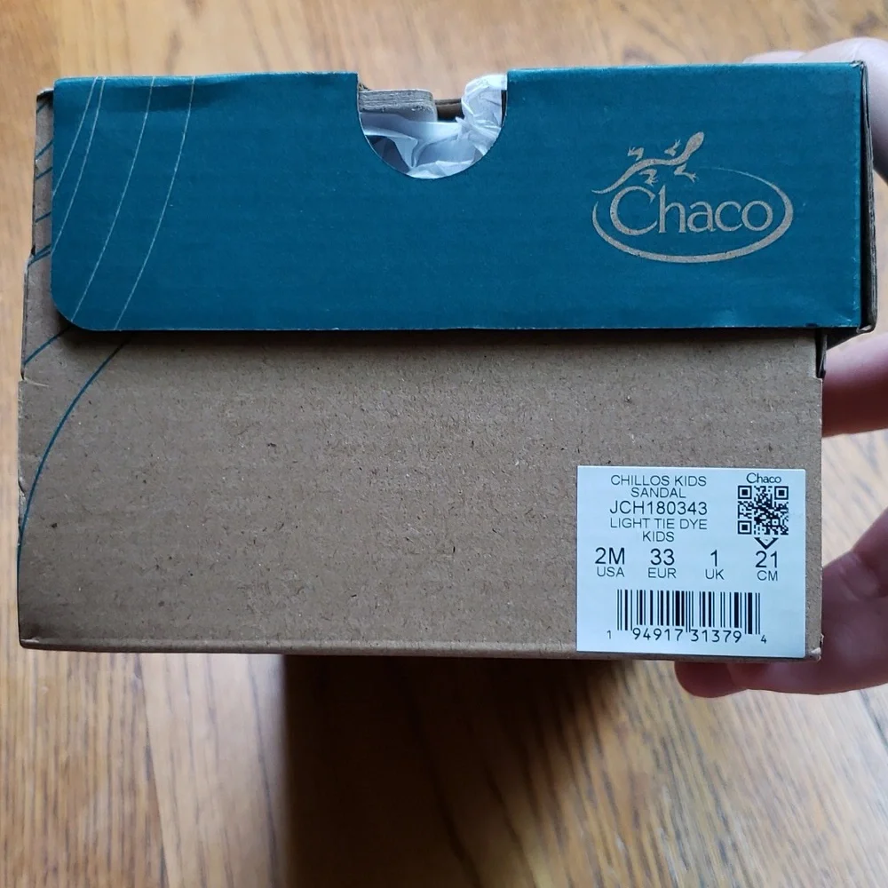 NIB Chaco Chillos Slide Sandal In White Multicolor Tie Dye Kids Size 2